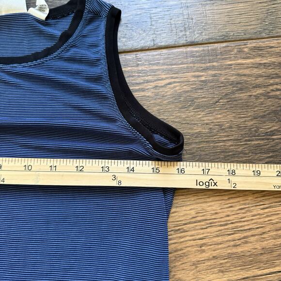 Vintage Chico’s Private Edition Maxi Dress Blue Black Striped Sleeveless Size 0 - Picture 3 of 3